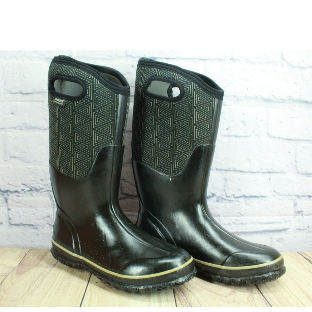 Bogs Classic Triangle Black Rubber Non-slip Non-marking Rain Boots Size 8 - Picture 3 of 9